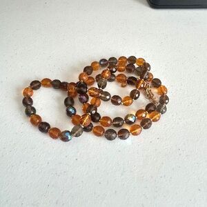 Vtg marked Joan Rivers Faceted Glass Necklace 34" with 4" extender Falls Colors